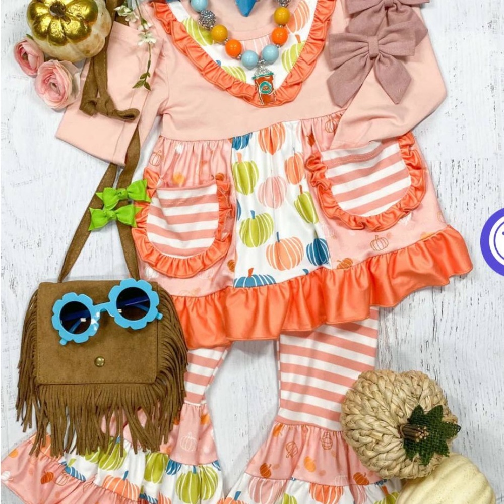 Colorful Pumpkin Kids Outfit Set